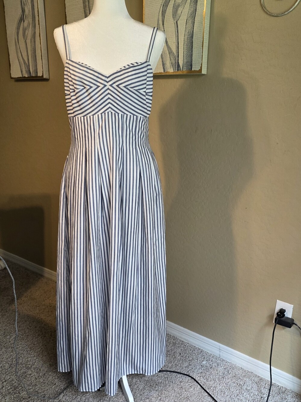 Alter’d State NWT Navy Cream Striped Maxi Dress Size L $88